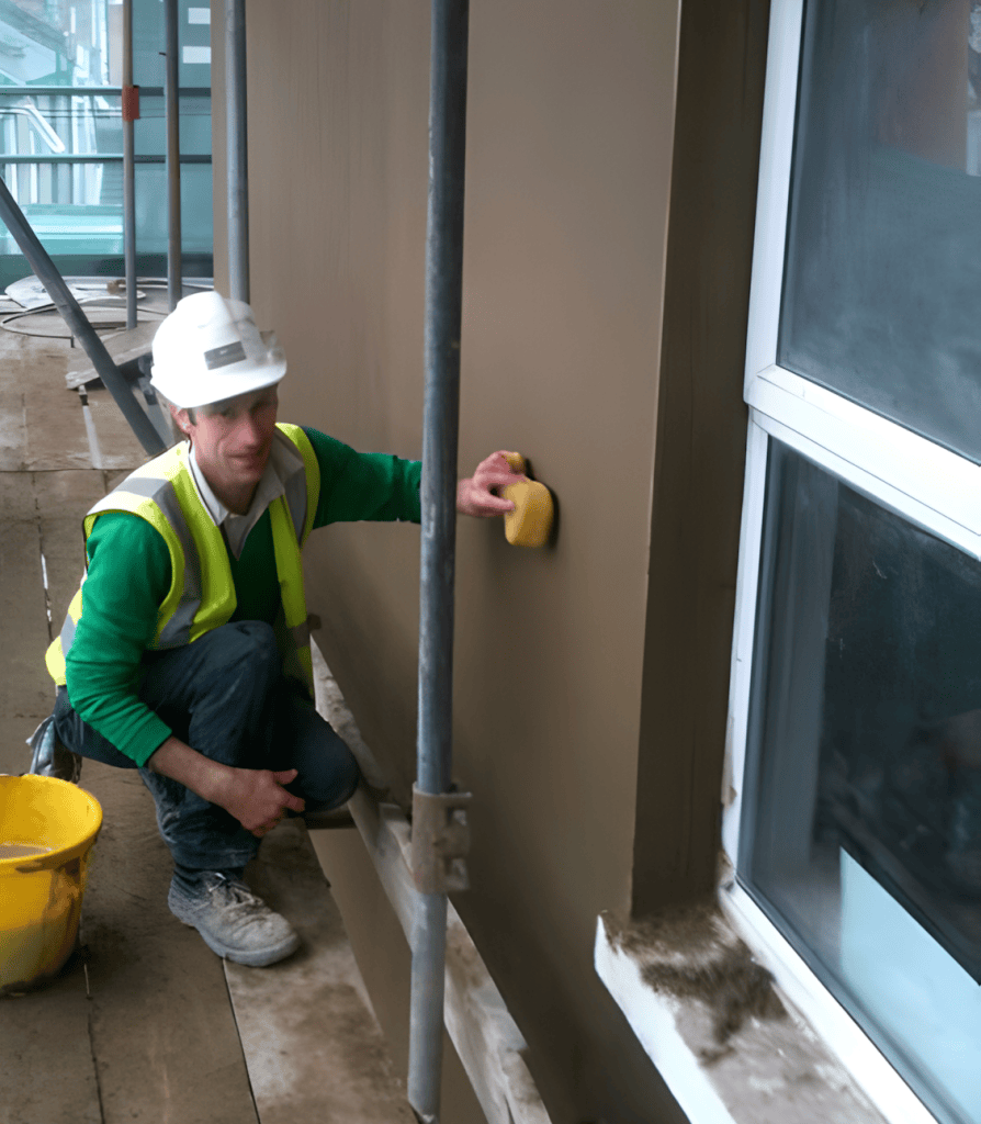 OSREND rendering specialist applying exterior wall finish
