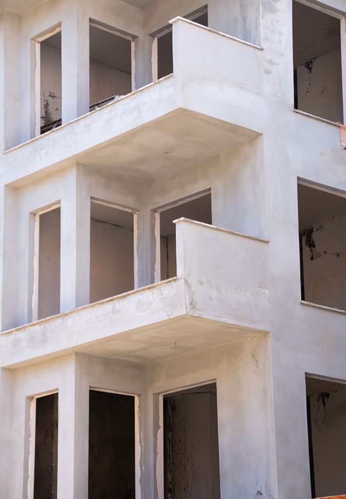 Commercial property with external rendering in progress